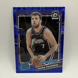 2023-24 Donruss Optic Sasha Vezenkov #244 Blue Ray Wave /249 Prizm Rated Rookie